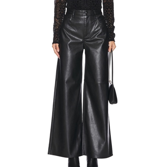Rag & Bone Sofie Faux Leather Pant Wide Leg High Rise Vintage Stretch Jean 26 - Picture 7 of 16